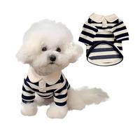 Small Dog Tshirt Striped Shirt Clothing with Collar