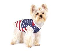 Small Dog Vest Cotton Breathable American flag Print Puppy T-Shirt Soft Cat Clothes Pullover for Walking L