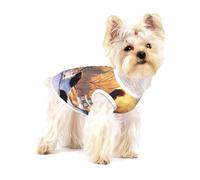 Small Dog Vest Cotton Breathable Dog Catching Pheasant Print Puppy T-Shirt Soft Cat Clothes Pullover for Walking S