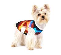 Small Dog Vest Cotton Breathable Fire Dragon Roll soccer Print Puppy T-Shirt Soft Cat Clothes Pullover for Walking M