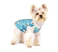 Small Dog Vest Cotton Breathable Greece Map Print Puppy T-Shirt Soft Cat Clothes Pullover for Walking M
