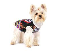 Small Dog Vest Cotton Breathable Neon Skeleton with Laugh Print Puppy T-Shirt Soft Cat Clothes Pullover for Walking L