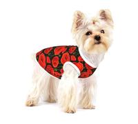 Small Dog Vest Cotton Breathable poppy flowers Print Puppy T-Shirt Soft Cat Clothes Pullover for Walking S