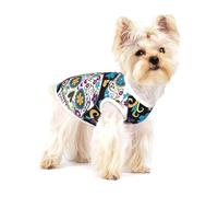 Small Dog Vest Cotton Breathable Skull with flowers (1) Print Puppy T-Shirt Soft Cat Clothes Pullover for Walking M