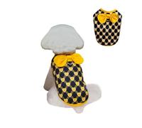Small Dog Vest with D-Ring,Cute Heart Shape Bow Warm Jacket for Cat Dog,Pet Cold Weather Sweatshirts Coat,Winter Chihuahua Yorkie Doggy Apparel_XS(Yellow)