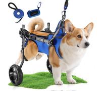 Small Dog Wheels for Back Legs, Dog Wheelchair Cart Adjustable with All-terrain Tires/Traction Rope/Reflective Harness/Toilet Bag, Pet Walking Assistance Wheelchair for Small to Medium Pets Dogs Cats