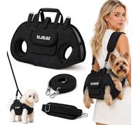 Small Dog Whole Body Lift Harness Pet Backpack, Adjustable Padded Breathable Carrier Sling for Cats Puppies, Hands Free Shoulder Strap with Treat Bag for Senior Mobility, Cars Hiking Outdoor