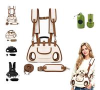 Small Dog Whole Body Lift Harness Pet Backpack, Hands Free Shoulder Carrier for Senior Dogs Joint Injuries, Adjustable Pet Sling Carrier for Dogs Cats Travel Hiking Cycling (Brown backpack,S)
