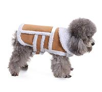 Small Dog Winter Coat,Shearling Fleece Dog Warm Coat, Thick Padded Comfortable Winter Dog Jacket Dog Vest Windproof Cold Weather Dog Coats Apparel Clothes Snowshirt,Dark,M