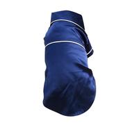 Small Dogs Cats Solid Colour Pyjamas Lapel Two Legged Sleepwear Shirt for All Season Hohenstein Dog Coat (Navy, S)