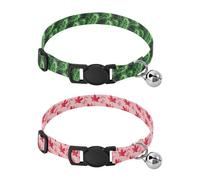 Small Dogs Collars Adjustable Dog Collars for Males 2 Packs Old Slow Style Cactus Neon Green Illustration Maple Leaf Ruby