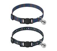 Small Dogs Collars Adjustable Male Dog Collars 2 Pcs Christmas Navy Green Red Plaid Christmas Navy Green Plaid Stars Moons