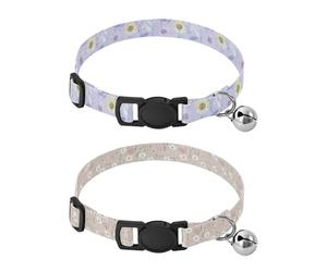 Small Dogs Collars Quick Release Buckle Collars for Girl and Boy Dogs 2 Pack Blu Ray Sunflower Pastel Purple Naughty GrasslFloral Pink