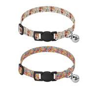 Small Dogs Collars Quick Release Buckle Collars for Girl and Boy Dogs 2 Pcs Vintage Flowers Rustic Watercolor Flower Colorful