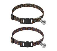 Small Dogs Collars Quick Release Buckle Dog Collar for Female Dogs 2 Pack Boho Chic Flower Square Brown Boho Chic Flowers Purple Retro
