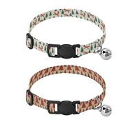 Small Dogs Collars Quick Release Buckle Dog Collar for Puppy Girl Boy 2 Pcs Christmas Beige Red Fox Tree Snowflake Christmas Beige Red Brown Trees
