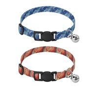 Small Dogs Collars Quick Release Buckle Dog Collars for Males Set of 2 Marble Silver Royal Blue Marble Red Neutral