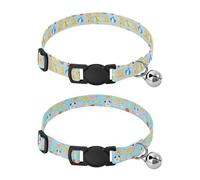 Small Dogs Collars Release Buckle Girl and Boy Collar 2 Pack Summer Beach SCastel Cartoon Cute Animals