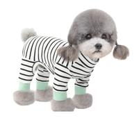 Small Dogs Pajamas Dog Stripe Jumpsuit Comfy Cotton High Collar Long Sleeve 4-Legs Shirt for Small Medium Dogs