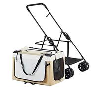 Small Dogs Pet Stroller, Lightweight Dog Pram for 2 Cats & Puppies, Breathable Pushchair Carrier Cart for Cat & Dog, Foldable Stroller for Pets