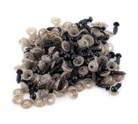 Small Doll Eyes Craft Toy Eyes Black Plastic Safety Eyes100Pcs Safety Eyes with Washers for Dolls Plush Animals Knitted Toys Making (12mm) Handcraft Tools