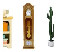 Small Doll House Clock | 1: 12 Scale Vintage Decor - Small Standing Clock Doll House Decor | for Collection Nursery Desktop Cabinet Shelf Kids Adults Collectors