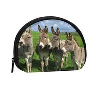 Small Donkey Meadows, Women's Storage Bag Shell Makeup Bag Small Coin Purse Shell Change Pouch