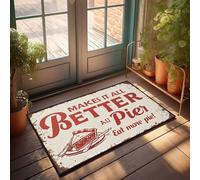 Small Door Mat Enjoy Your Day With Au Pier Pie! Doormat Home Goods Porch Mats For Front Door Outside(65X90CM)