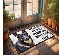 Small Door Mat German Shepherd Warning Sign: Respect My Territory! Doormat Home Goods Porch Mats For Front Door Outside(50X80CM)