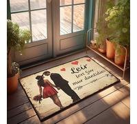 Small Door Mat Romantic Couple By The Sea: Love And Elegance Doormat Home Goods Porch Mats For Front Door Outside(40X60CM)