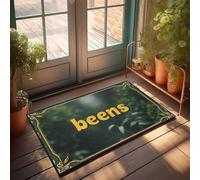 Small Door Mat Vintage Frame With 'Beans' Text Over Greenery Background Doormat Home Goods Porch Mats For Front Door Outside(50X80CM)