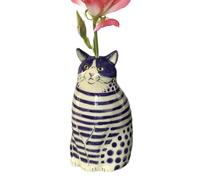 Small Dots Cat Flower Vase | Eye-Catching Resin Dotted Animal Vase for Home Bookshelf Table Shelf Decor | Cat Lovers Gift