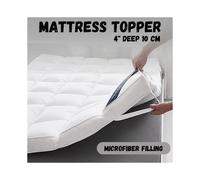 (Small Double (122x190cm), White) 1000gsm Mattress Topper (4 Inch) 10CM Extra Thick King Mattress Topper, Fit up to King Bed Mattress Topper, Hypoallergenic Microfiber