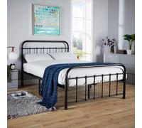 Solid Slats Metal Bar Bed Frame Home Source Black Small Double