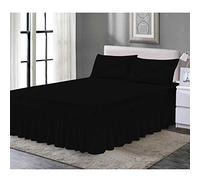 Small Double Bed Plain Dyed Valance Sheet Poly Cotton Frilled Small Double Mattress Sheet Black - 122 X 190 + 25 cm