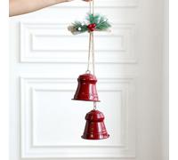 Small Double Bell Wind Chime with Iron Structure, Suitable for Tree Hanging as a Seasonal Ornament Producing Gentle Holiday Sounds (Green)