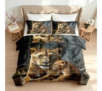 Small Double Coverless Duvet Set Africa Lion 3D Reversible Bed Duvets Sets