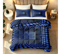 Small Double Coverless Duvet Set Geometry 3D Reversible Bed Duvets Sets Science And Technology All-Season quilt Machine Wash Bedding Soft Warm Breathable and 2 Pillowcases 1y377