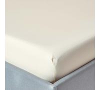 HOMESCAPES Cream Deep Fitted Sheet (12”) Small Double 200 TC 400 Thread Count Equivalent Pure Egyptian Cotton Bed Sheet with Fully Elasticated Skirt