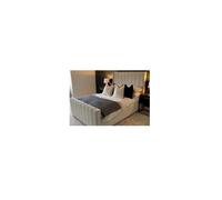 (Small Double, Cream Plush without Gas Lift) Luxury Winged Panel Plush Upholstered Velvet Bed Frame Optional Gaslift Ottoman Storage