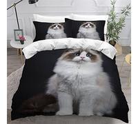 Small Double Duvet Cover and Pillowcases Ragdoll Cat Bedding Soft Microfiber Double Size Bedding Set with Zipper, Pet Animals Quilt Cover Childrens Adults Bedding 3 Pieces