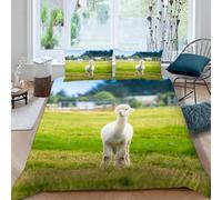 Small Double Duvet Cover Set Alpaca Soft Microfiber Farm Animals Bedding 3D Printed Quilt Cover 155x220 and 2 Pillowcases 50x75 with Zipper Closure Easy Care G.1095