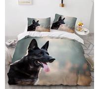 Small Double Duvet Cover Set Dog Soft Microfiber Cute Animals and Pets Bedding 3D Printed Quilt Cover 155x220 and 2 Pillowcases 50x75 with Zipper Closure Easy Care E-3021