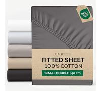 Small Double Fitted Sheet 120x190 cm - 100% Cotton Sateen 400 Thread Count - Extra Deep Fitted Sheet for Mattresses up to 40 cm (16") - Soft, Breathable, Wrinkle Free - OEKO-TEX Certified - Dark Grey