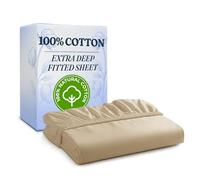 Small Double Fitted Sheet 120x190 cm - 100% Cotton Sateen 400 Thread Count - Extra Deep Fitted Sheet for Mattresses up to 40 cm (16") - Soft, Breathable, Wrinkle Free - OEKO-TEX Certified - Cream