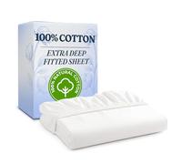 Small Double Fitted Sheet 120x190 cm - 100% Cotton Sateen 400 Thread Count - Extra Deep Fitted Sheet for Mattresses up to 40 cm (16") - Soft, Breathable, Wrinkle Free - OEKO-TEX Certified - White