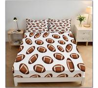 Small Double Fitted Sheets, Sports Theme Project Soft Microfibre Fitted Bed Sheets, 30cm Deep, Brown,Anti-Slip Bedsheets (Brown American Football,120×190 cm)