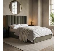 Small Double Khaki Green Velvet Ottoman Bed - Maddox