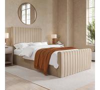 Small Double Ottoman Bed in Beige Velvet - Khloe