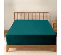 Small Double (Queen) Size Fitted Sheet Only - 600-Thread-Count 100% Egyptian Long Staple Cotton, 64cm/25" Deep Pockets, Breathable Sateen Weave Hotel Quality Bottom Sheet - Teal Blue Colour